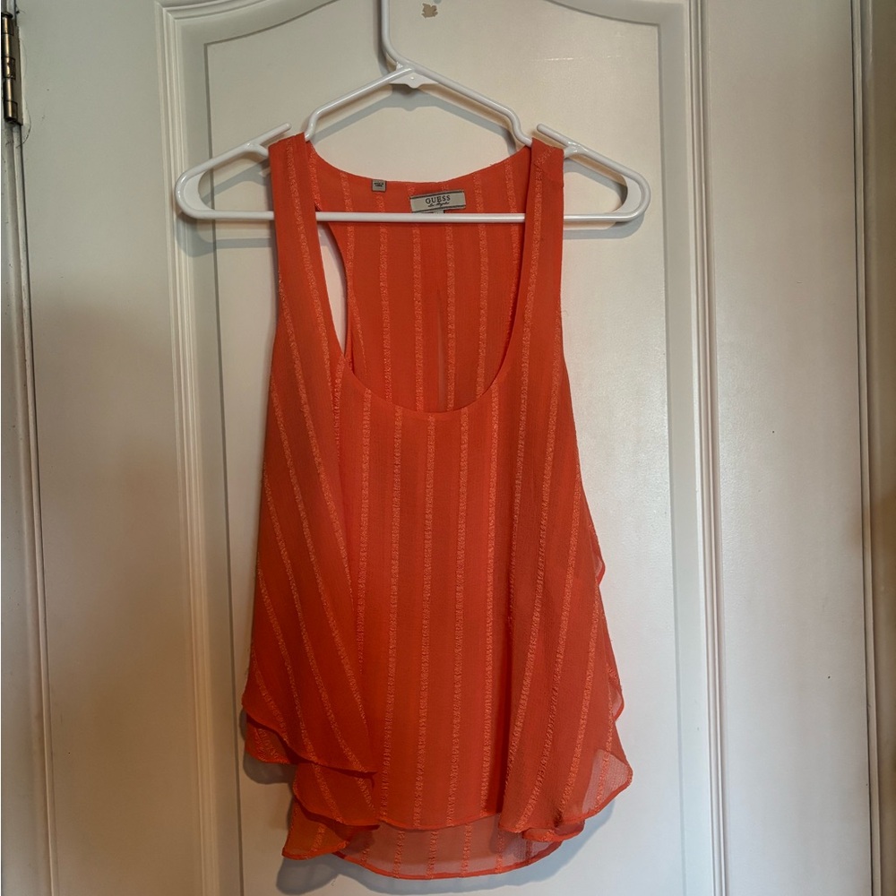 GUESS Orange Layered Sleeveless Tank Top